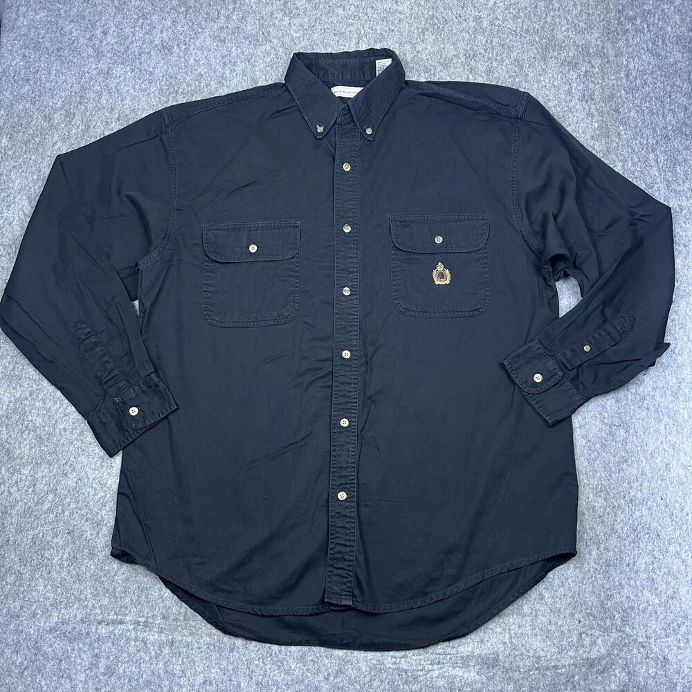 Vtg Bugle Boy Company Men's Button Down Shirt Long Sleeve Black Crest 90s Size L